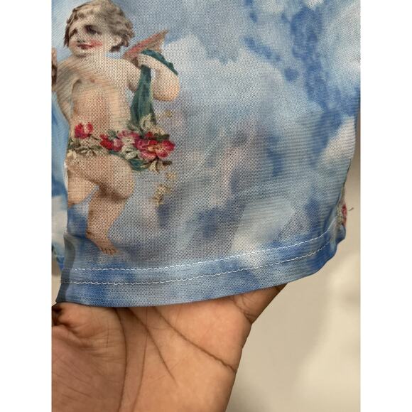 Y2K Angelcore Celestial Coquette Fairy Baddie Sheer Mesh Crop Top M Cherub Artsy - Picture 7 of 14